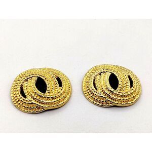 Chic Large Designer Vintage Textured Gold Tone Entwined Circles Women Shoe Clips